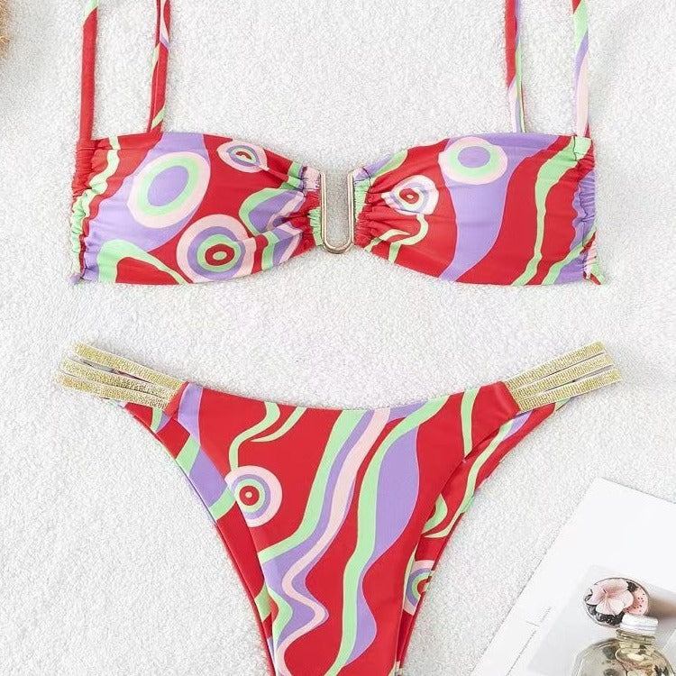 Damen Triangel-Bikini mit elegantem Raffungseffekt und modischen Akzenten EB