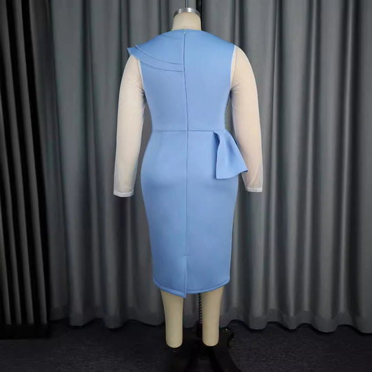 Damen elegantes Kleid mit Rüschen und Perlenapplikationen EB