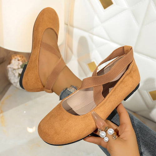 Damen elegante Ballerinas mit elastischem Riemendesign EB