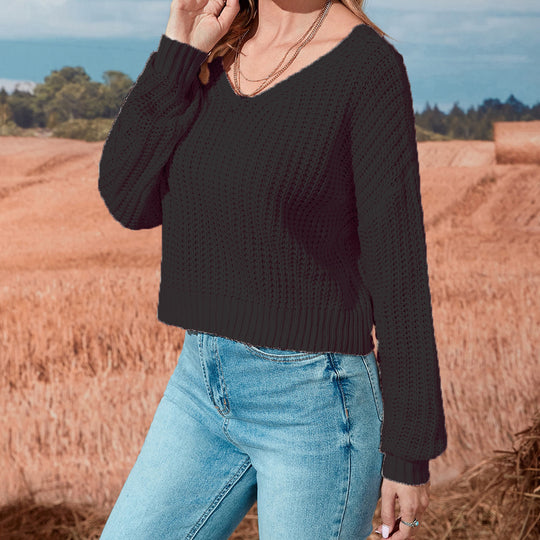 Damen lässiger offener Strickpullover EB