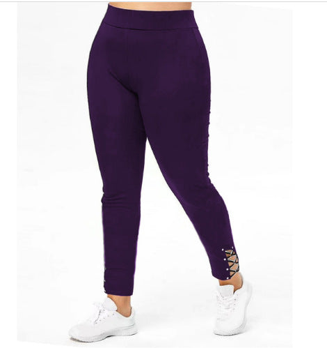 Damen Sportliche Leggings mit Schnürdetails EB