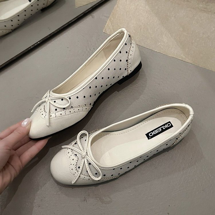 Damen Ballerinas mit verspieltem Schleifen-Design und atmungsaktiver Plattformsohle EB