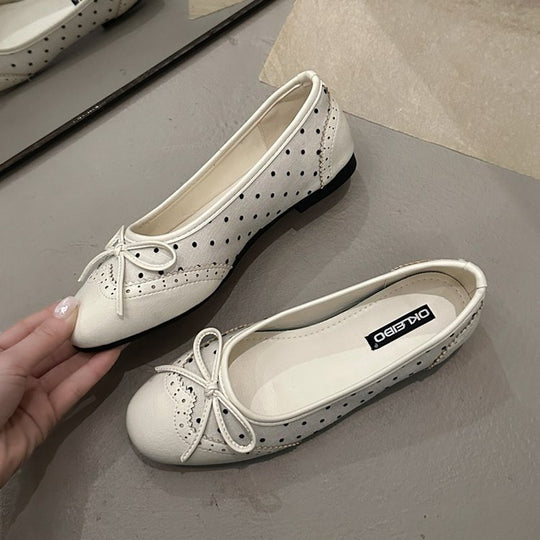 Damen Ballerinas mit verspieltem Schleifen-Design und atmungsaktiver Plattformsohle EB