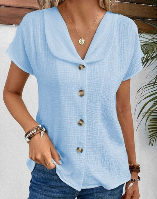 EB | Lässiges T-Shirt Mit Knopf Für Frauen Für Damen
