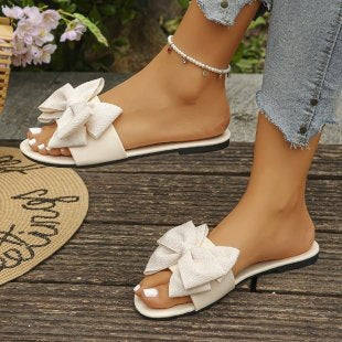 Damen Riemensandalen mit großem Schleifendetail EB