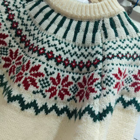Damen Strickpullover mit festlichem Norweger-Motiv und weitem Schnitt EB
