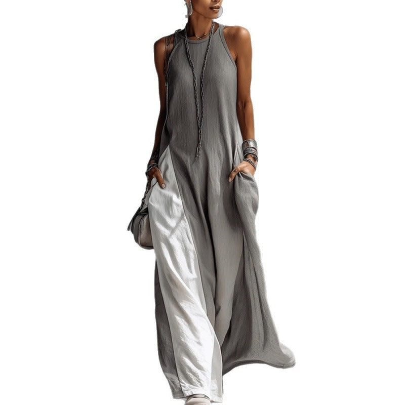 Damen Lässiges Maxikleid mit asymmetrischem Schnitt und tiefem Rückenausschnitt EB