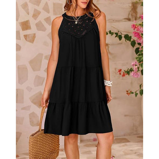 Damen Sommerkleid mit romantischen Häkel-Applikationen EB