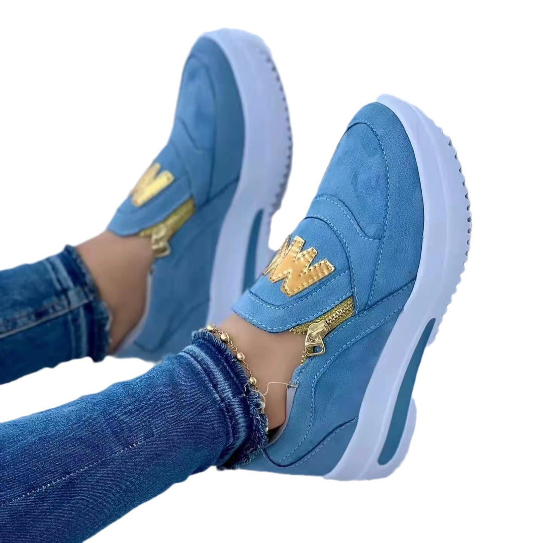 Damen Modische Sneaker mit goldenen Akzenten EB