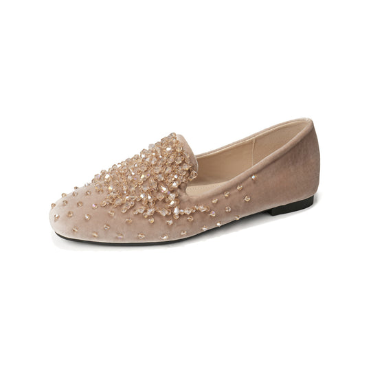 Damen Ballerinas mit funkelnden Strassapplikationen EB