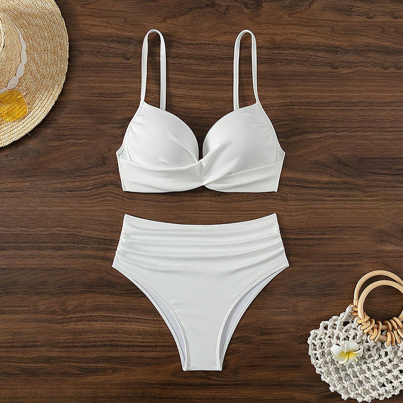 Damen Hochtailliertes Bikini-Set mit elegantem V-Ausschnitt R&B