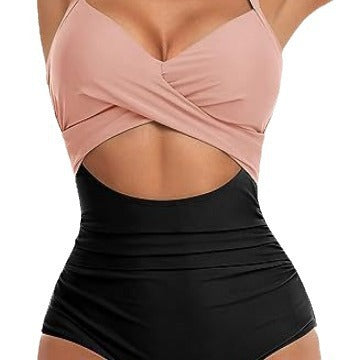 Damen Cut-Out Badeanzug mit Kreuzgurt EB