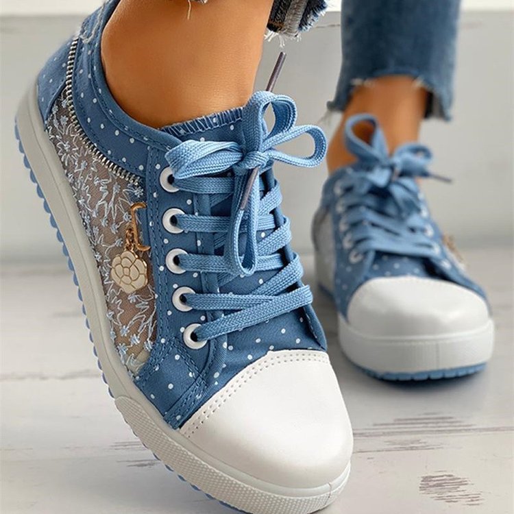 Damen modische Sneakers mit verspieltem Punktedesign und atmungsaktiver Sohle EB