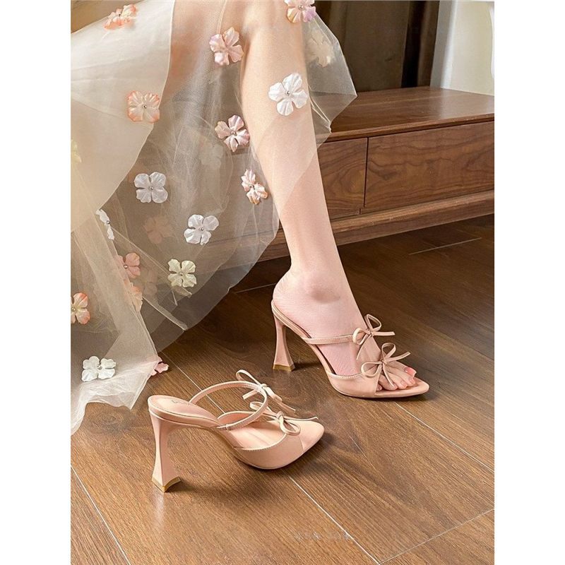 Damen elegante Slingback Sandalen mit Riemen und Schleifenverzierung EB