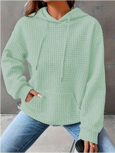 Damen lässiger Hoodie mit strukturierter Oberfläche und praktischer Kängurutasche EB