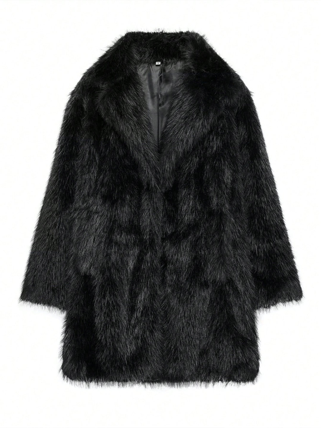 Damen luxuriöse Kunstfelljacke mit weichem Revers und großen Taschen EB