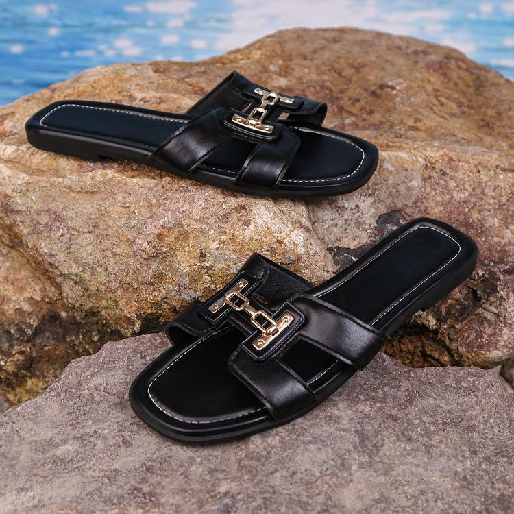 Damen modische Riemchen-Sandalen mit eleganten Schnallen EB
