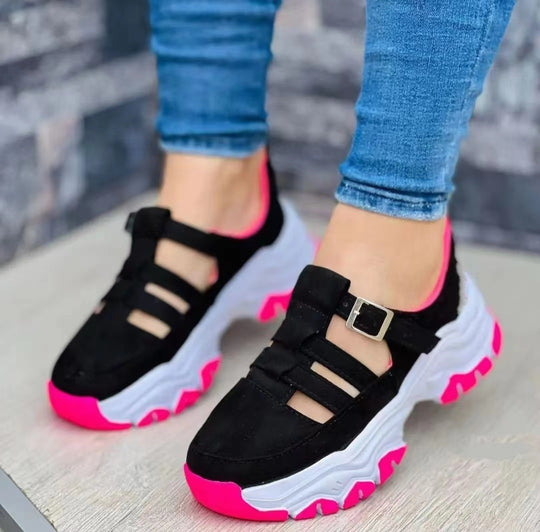 Damen Chunky Sneakers mit verstellbarem Riemen und atmungsaktiver Sohle EB