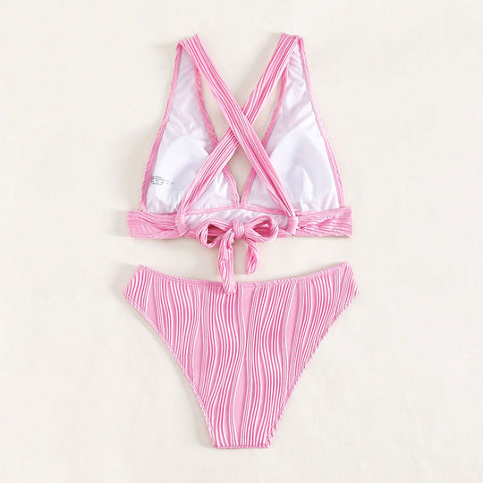 Damen Hochtailliertes Bikini-Set mit eleganter Rippstruktur EB