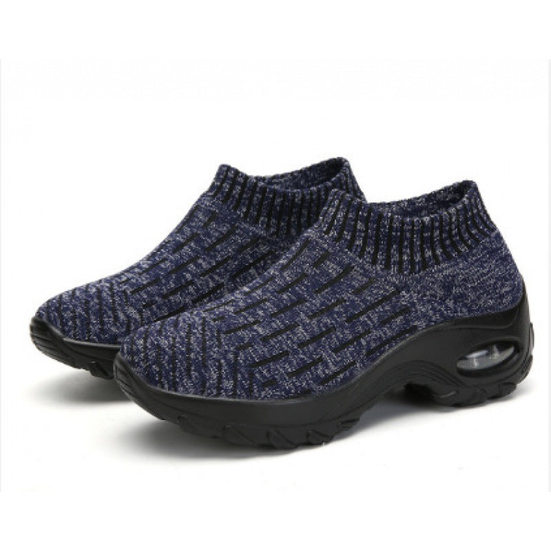 Damen Slip-On Sneakers mit atmungsaktiver Strick-Oberfläche und stoßdämpfendem Fußbett EB