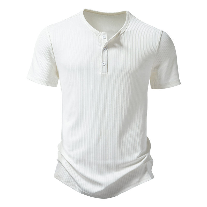 Herren Kurzarm-Henley-Shirt mit strukturiertem Design EB
