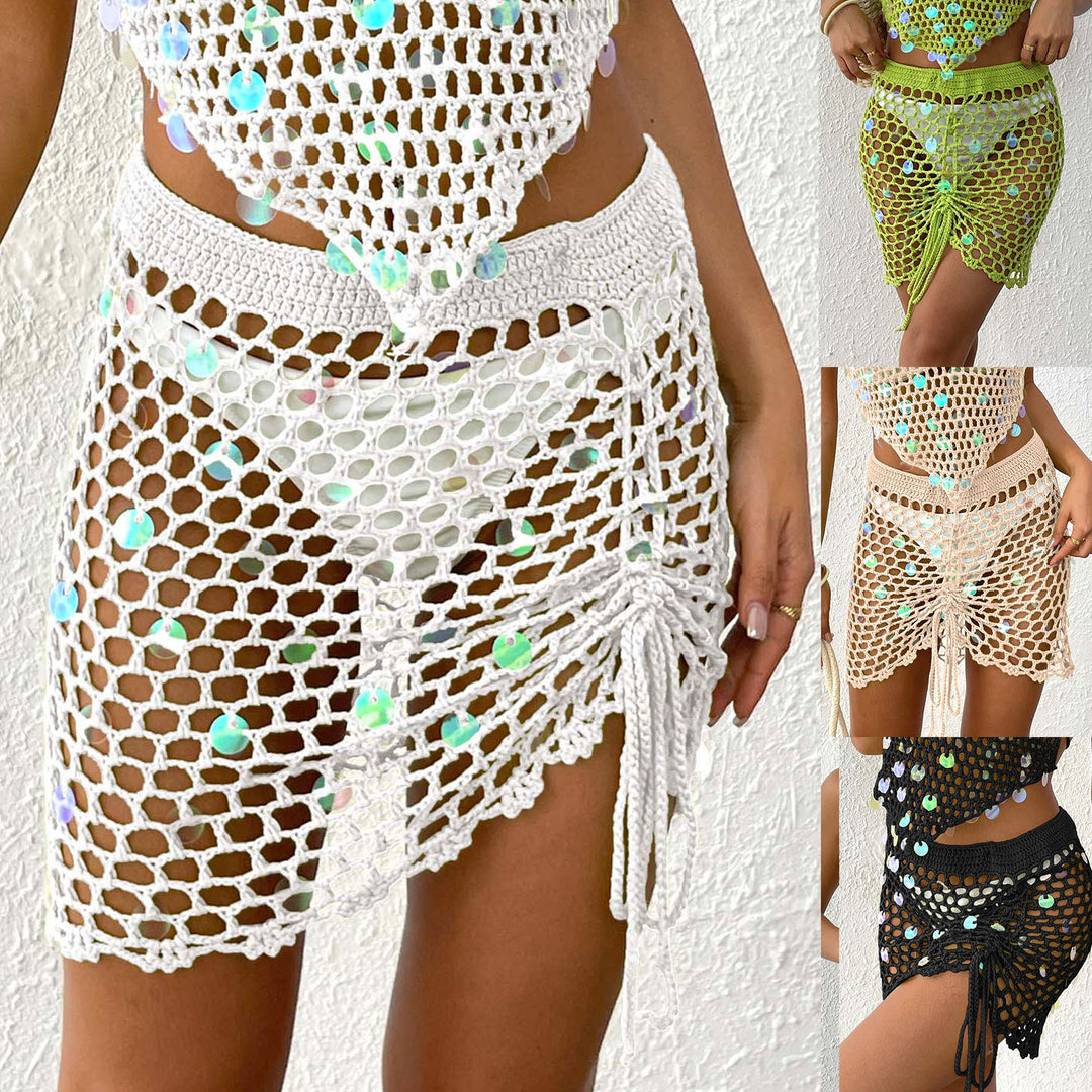 Damen Häkel-Strandsarong mit dekorativen Pailletten EB