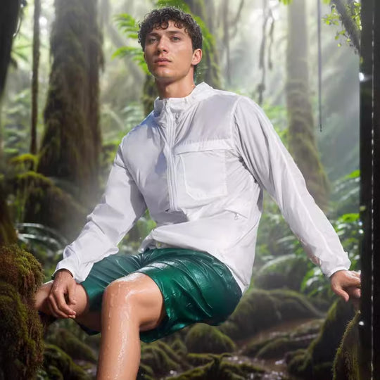 Herren leichte und atmungsaktive Outdoor-Jacke mit Kapuze EB