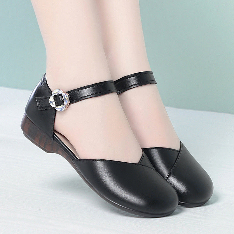 Damen Komfortable Riemchenballerinas mit modischer Schnalle EB