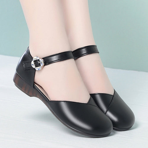 Damen Komfortable Riemchenballerinas mit modischer Schnalle EB