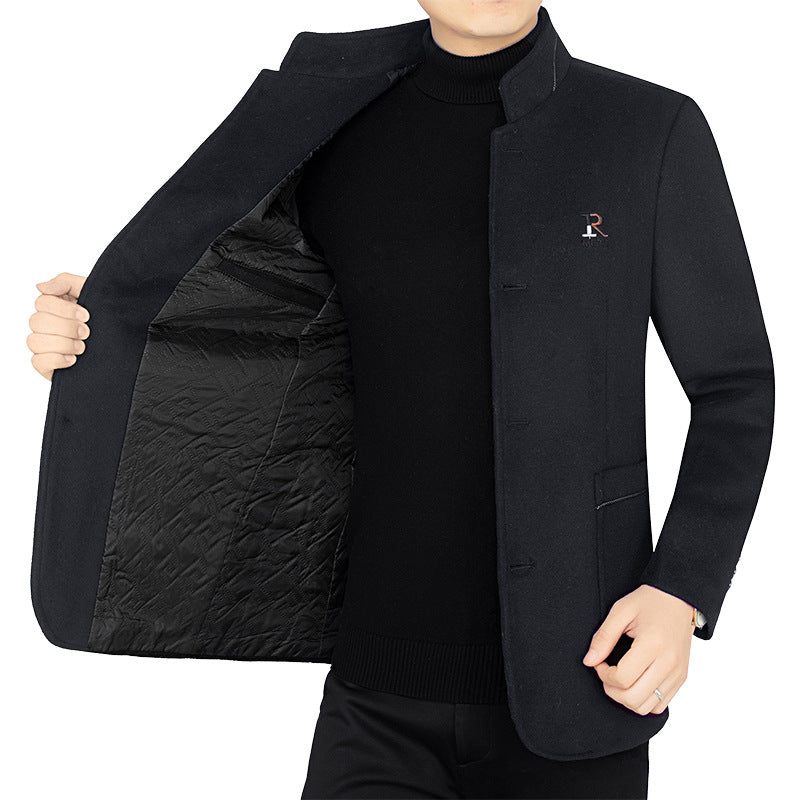 Herren Eleganter Wollmix-Kurzmantel im Mandarin-Kragen mit gesteppter Thermo-Innenfütterung EB