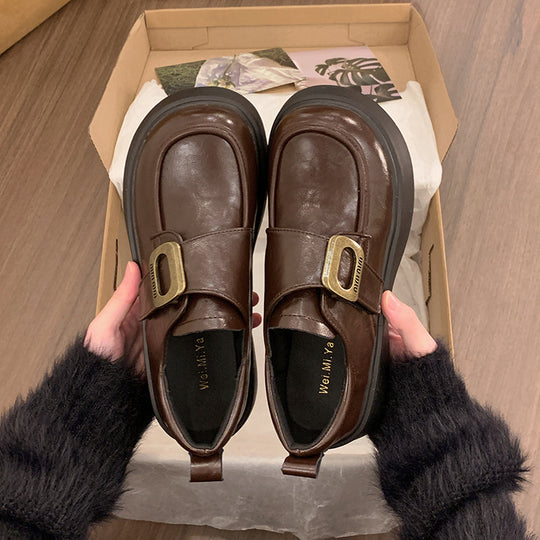 Damen Modische Slipper mit glänzenden Schnallen und bequemer Plateausohle EB