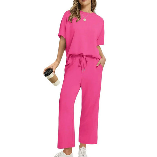 Damen Bequemes Freizeitanzug-Set mit lockerem Schnitt und stilvollen Taschen EB