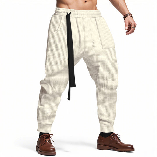 Herren Bequeme Waffelstruktur Jogginghose mit Kordelzug EB