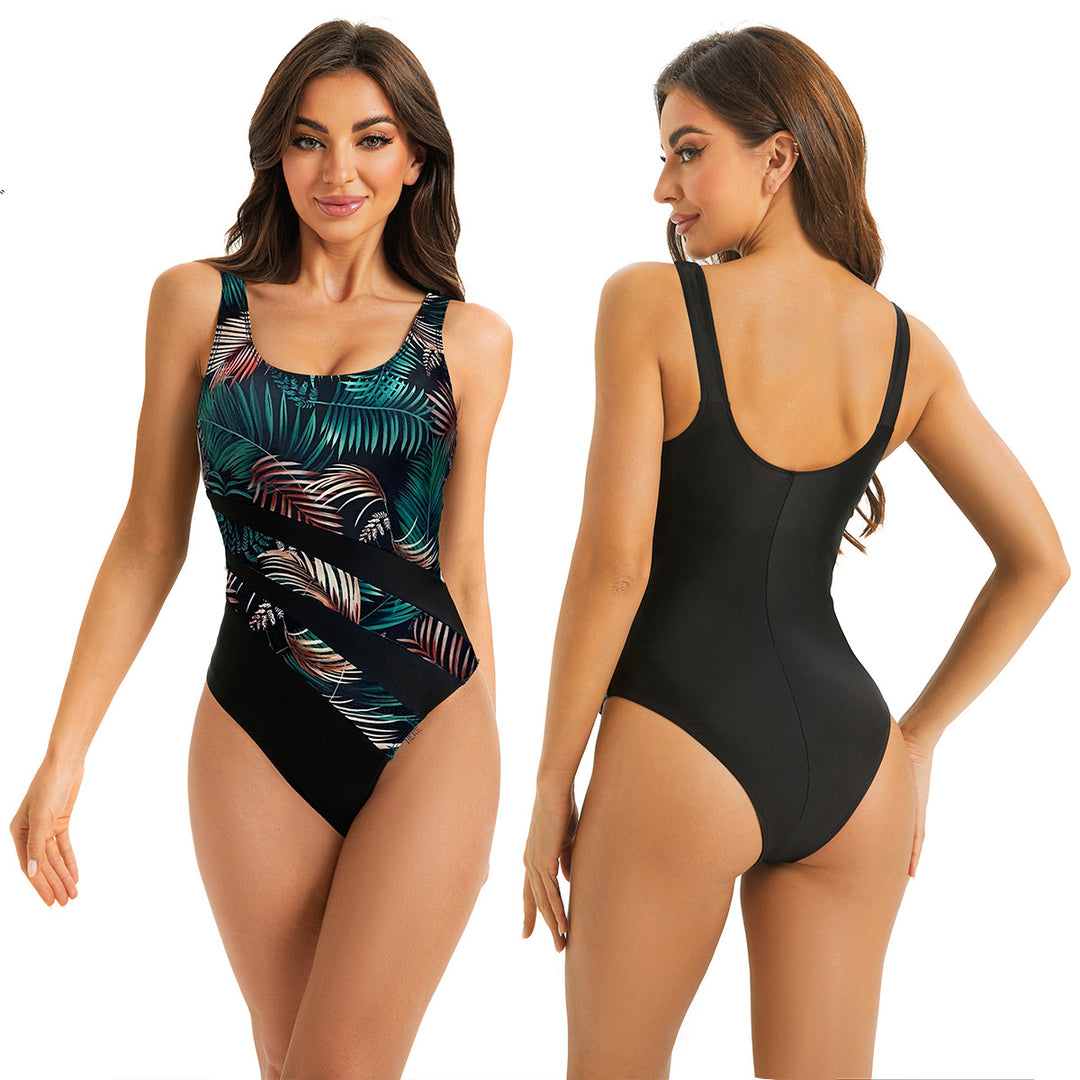 Damen Sportlicher Röhren-Badeanzug mit floralem Design EB