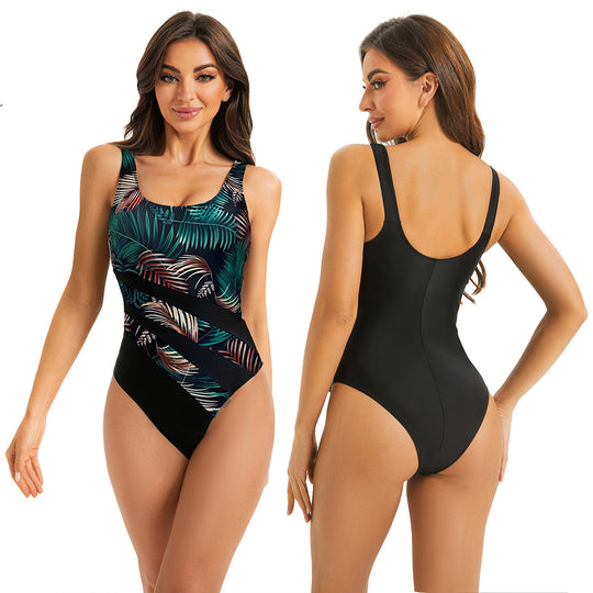 Damen Sportlicher Röhren-Badeanzug mit floralem Design EB