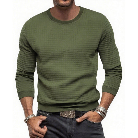 Herren nan strukturiertes Rundhals-Sweatshirt aus gesteppter Baumwollmischung EB