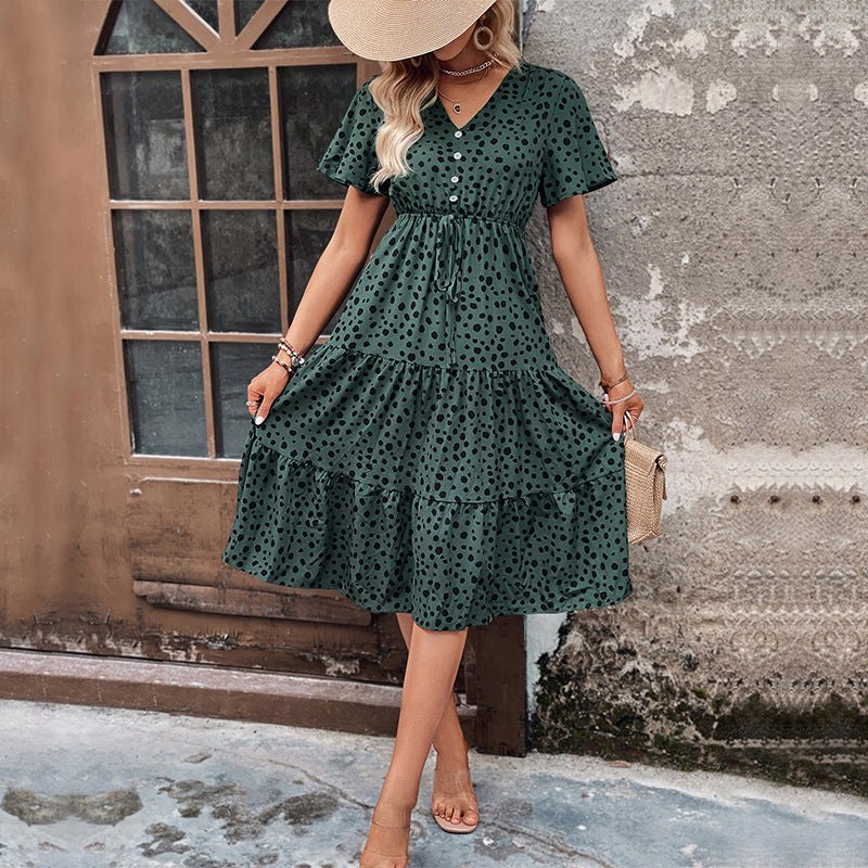 Damen Midikleid mit verspieltem Rüschendesign und taillierter Taille EB