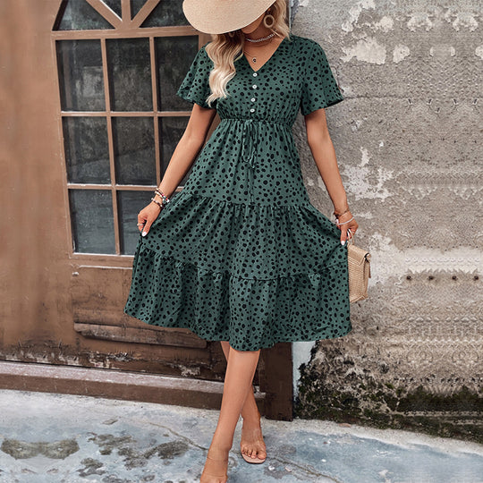Damen Midikleid mit verspieltem Rüschendesign und taillierter Taille EB
