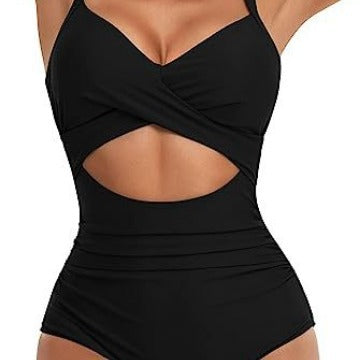 Damen Cut-Out Badeanzug mit Kreuzgurt EB