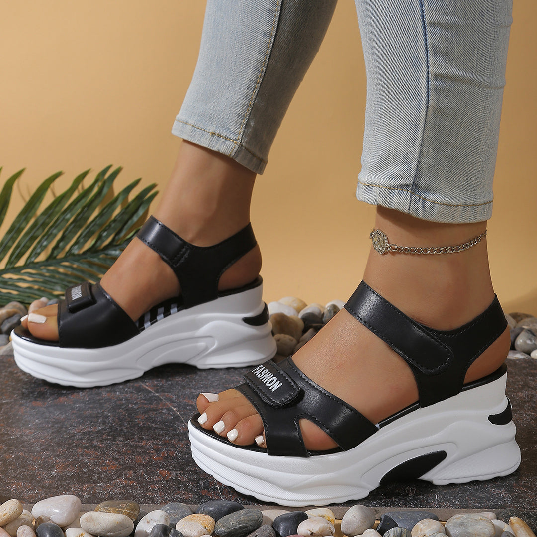 Damen modische Wedge-Sandalen mit elastischem Riemendesign und komfortabler Dämpfung EB