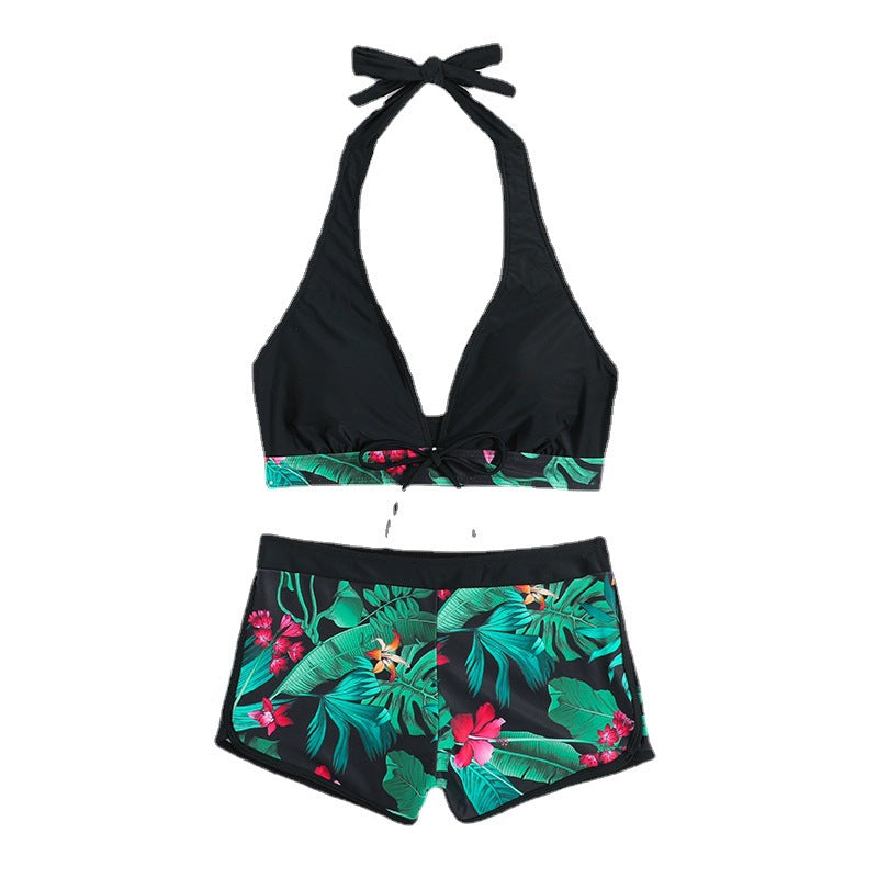 Damen Triangel-Bikini mit floralem Shorts-Design EB