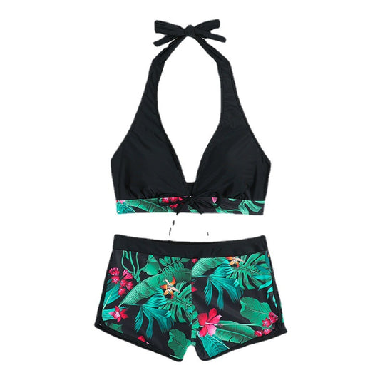 Damen Triangel-Bikini mit floralem Shorts-Design EB