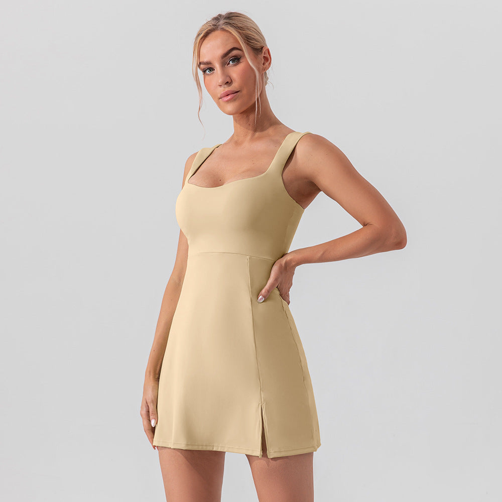 EB | Hosenträger einfarbig Yoga Tennisrock leichtes Sportkleid