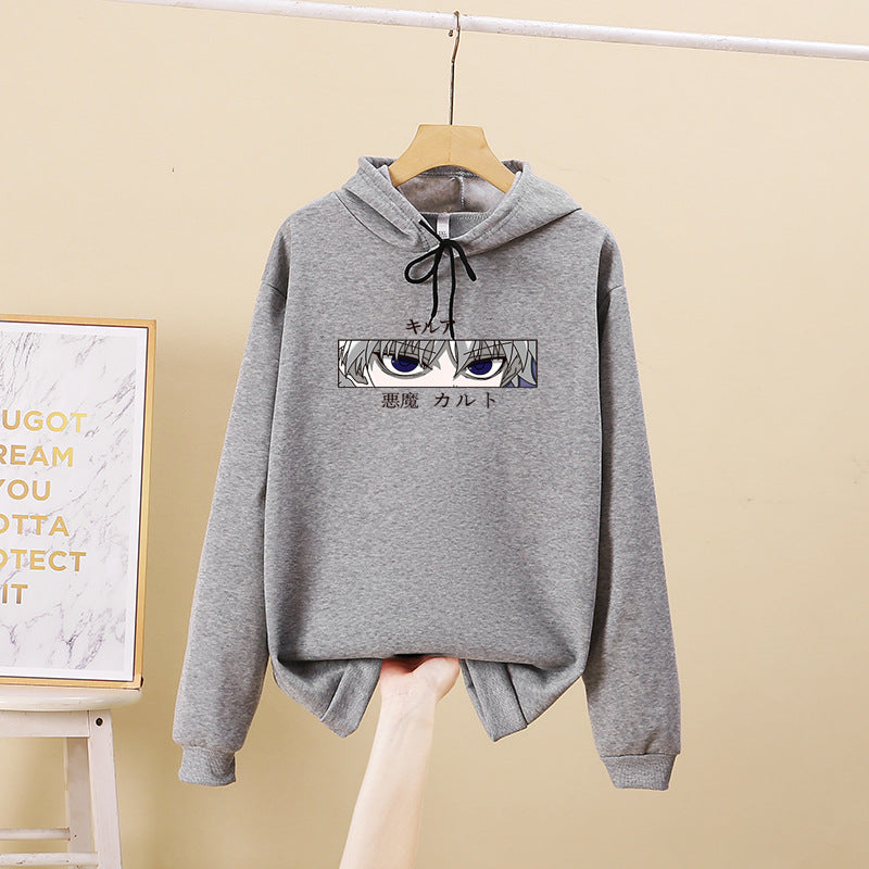Unisex nan oversized Kapuzenpullover mit anime Augenprint und weicher Baumwollmischung EB