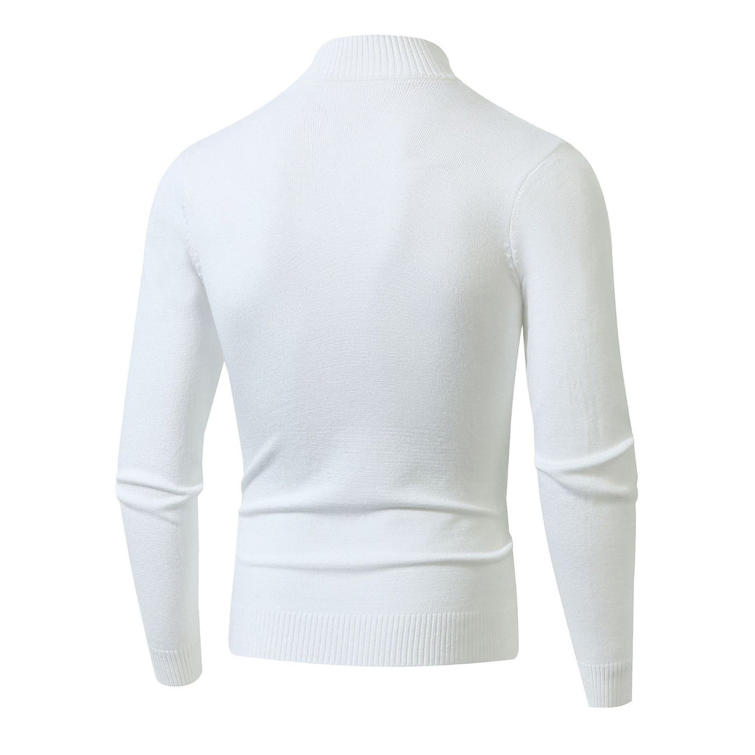 Herren Strickpullover mit modernem Zopfmuster und hohem Stehkragen EB