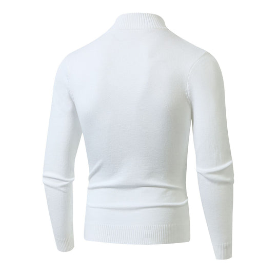 Herren Strickpullover mit modernem Zopfmuster und hohem Stehkragen EB