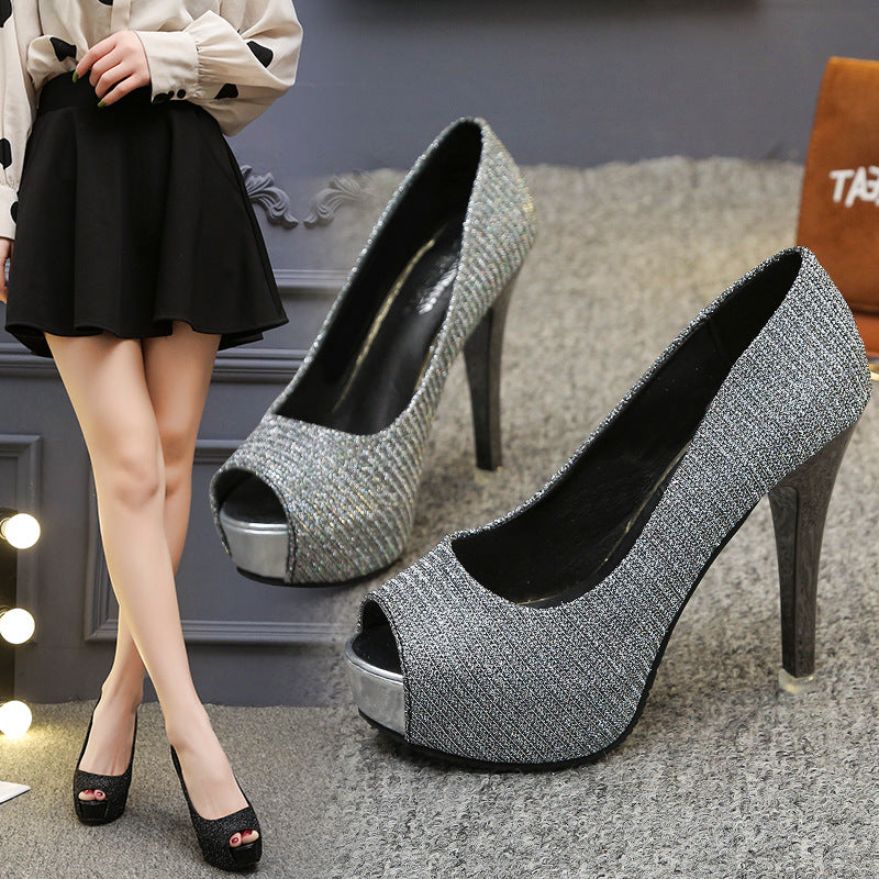 Damen Peep-Toe High Heels mit schickem Metallic-Akzent und bequemem Innenfutter EB