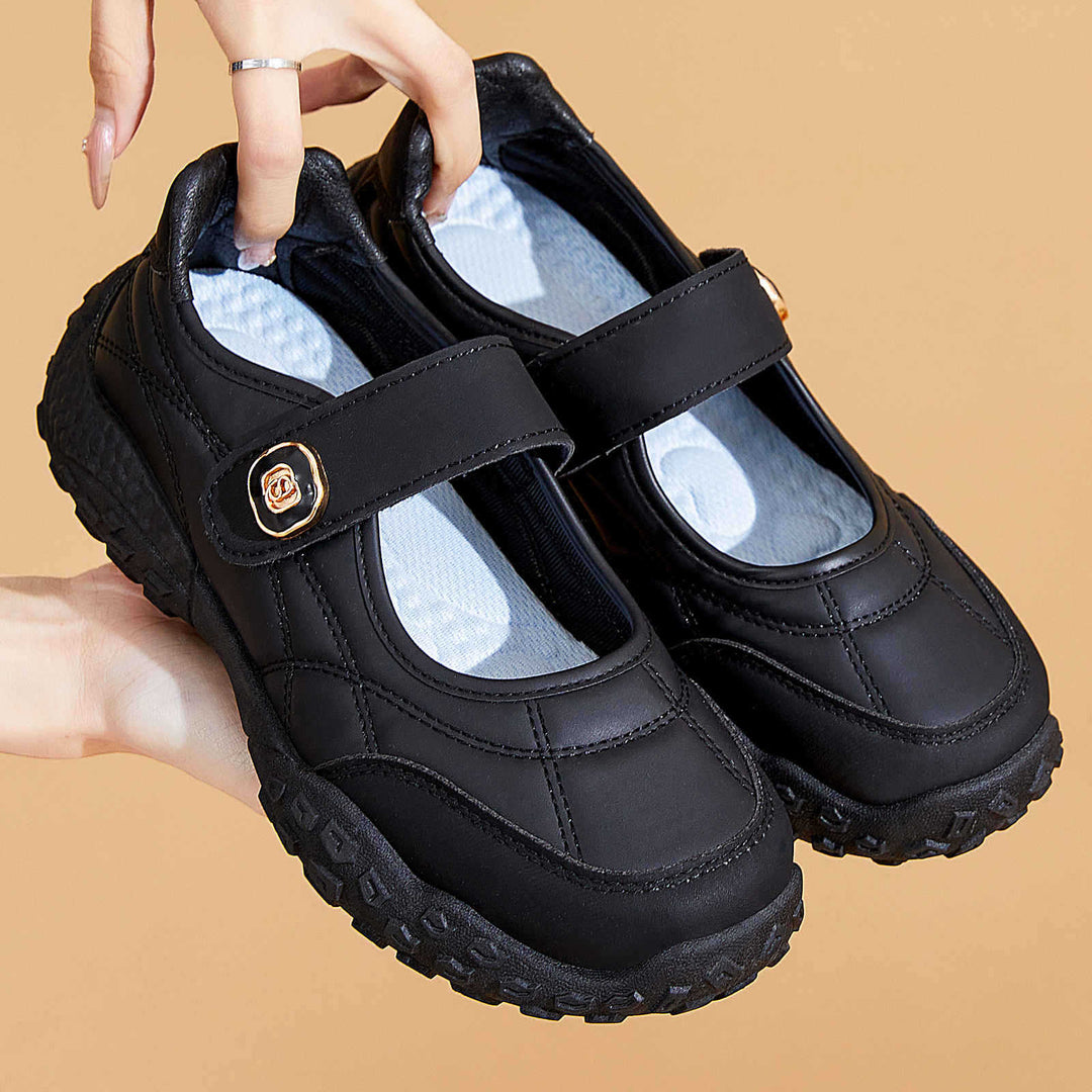 Damen nan sportive Mary-Jane Freizeitschuh mit verstellbarem Klettverschluss, gepolstertem Knöchelkragen und profiliertem Outdoor-Laufsohlen-System EB