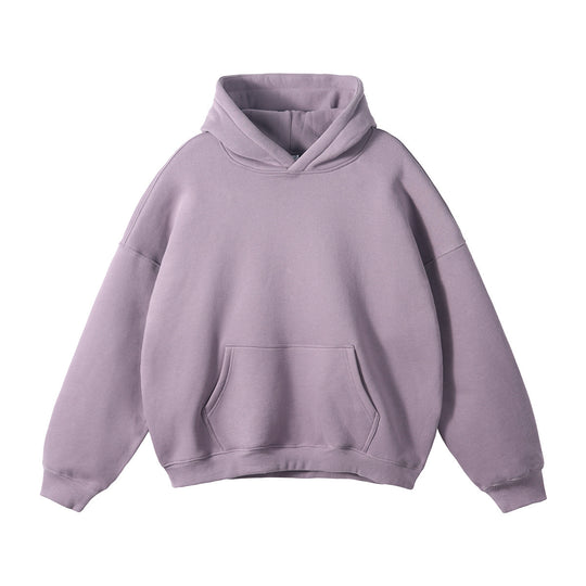 Unisex weit geschnittener Kapuzenpullover mit tiefer Schulterpartie, Kängurutasche und gerippten Bündchen EB
