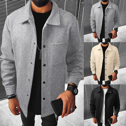 Herren nan minimalistische Hemdjacke aus softem Fleece mit verdeckter Druckknopfleiste und aufgesetzter Brusttasche EB